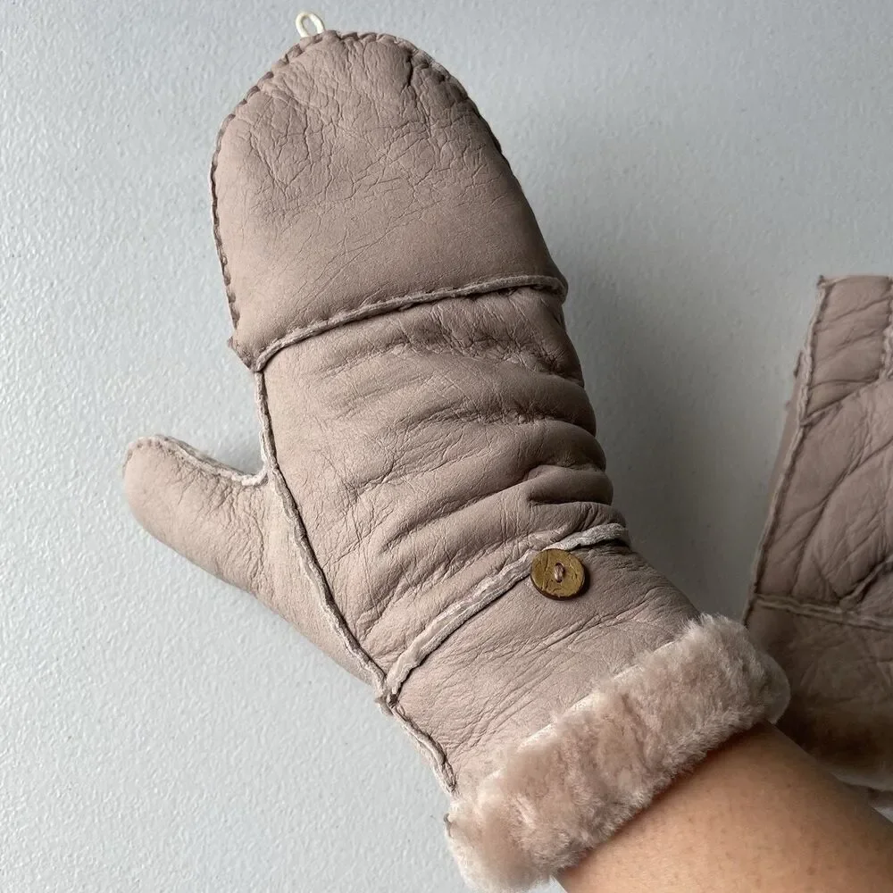 Warm Paws Winter Mittens Gloves Tan Cream Warm Women's Size S/M